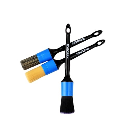 MVEQRRN 3pcs Car Detailing Brush Set,Boars Hair Detailing Brush Blue - color: 3pcs blue car detailing brush