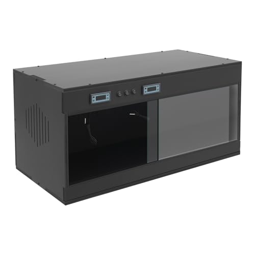 PVC Reptile Terrarium 31.5 x 15.8 x 15.8 in Large Reptile Tank with 2 Independent Intelligent Temperature Control Zones for Chameleon, Lizard, Snake（Black, Clear） - color: Black, Clear
