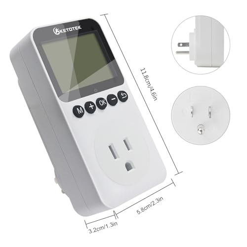 KETOTEK KTTS02 Digital Timer Outlet Plug in Timer Switch Socket Indoor Infinite Repeat Cycle Electrical Timer Switch, Countdown Timers for Lights,Aquarium,Pets Home Appliances
