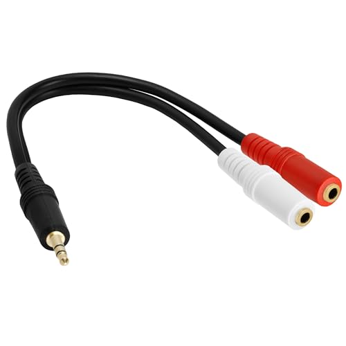 Cmple - 5 Pack 3.5mm Audio Stereo Y Splitter Extension Cable - 2 Ports 3.5mm Male to Female Headset Splitter Adapter - color: 3.5mm M to 2 F Stereo, size: 5 Pack
