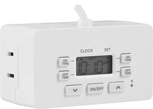 UltraPro 24hr Digital Bar Outlet Timer, 2-Polarized, 2 Programmable Cycles Plug - style: 2 Polarized Outlet Timer with Tether
