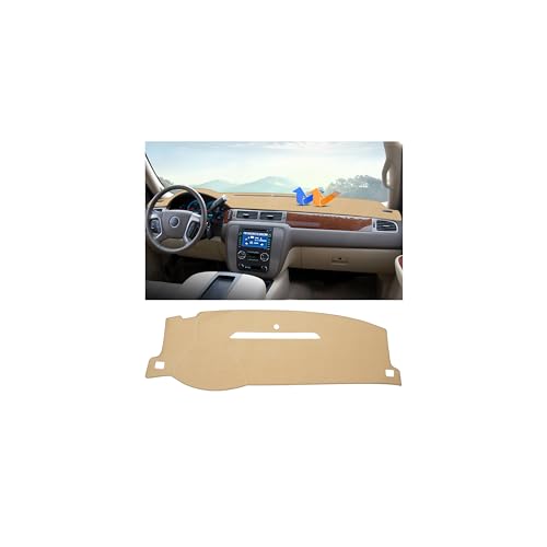 Autorder Beige Dashboard Cover Mat for 2007-2013 Chevy Chevrolet Silverado Sierra, 2007-2014 Chevy Tahoe Suburban Denali Avalanche & GMC Yukon/XL & Only One Glove Box Accessories Polyester Dash Cover - size: Beige 07-13 Silverado 1 Glove Box