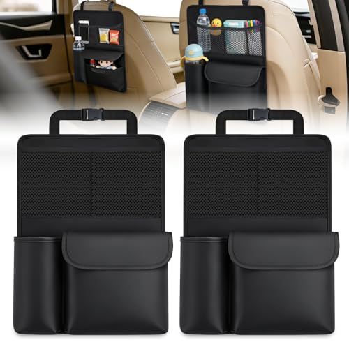 Nilight Car Seat Back Organizer 2PCS Black PU Leather Universal - color: Black Leather-2Pcs Middle Size
