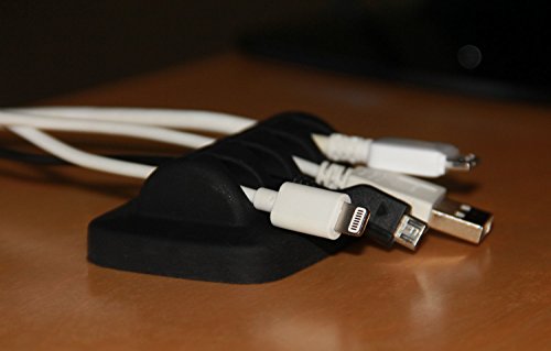ENVISIONED Desktop Cable Organizer, Weighted, Eco-Friendly Silicone, No Bad Smell, Bundled with 4 Reusable Cable Ties (Red) - color: Red