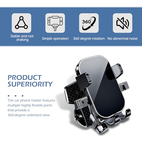 Dashboard Phone Holder, Multi-Angle Adjustment Noise-Free Anti-Shake Navigation Bracket, Portable Spring Clip Bracket with Anti-Scratch Silicone Protection, for Most Cars (Black)