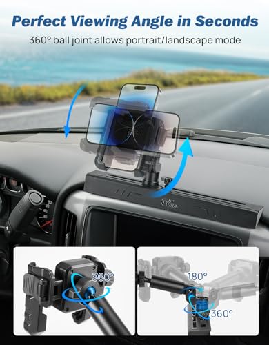 JOYTUTUS Metal Dash Platform Mount Phone Holder Compatible with 2014-2018 Silverado & Sierra, 2015-2019 Silverado HD & Sierra HD| Custom Fit Phone Mount Expansion Platform| One-Hand Adjustable Clip - style: 2014-2018 Silverado & Sierra