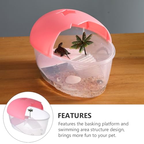Small Turtle Tank with Basking .84X6.69X6.10 Inches Portable Turtle Breeding Box for Aquatic Turtles and Small Reptiles Plastic Case for Water Habitat