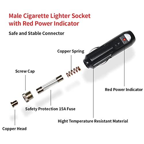 ELFCULB 45A Connector to Cigarette Lighter Plug Cable 12AWG 2FT - color: 12AWGAnderson to Male Cigarette Lighter