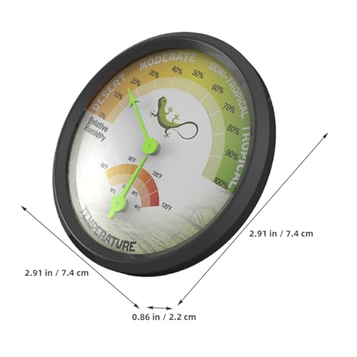 Reptile Terrarium Thermometer and Hygrometer Analog Mini Mechanical Temperature and Humidity Gauge Battery-Free for Pet Enclosures and Reptile Tanks