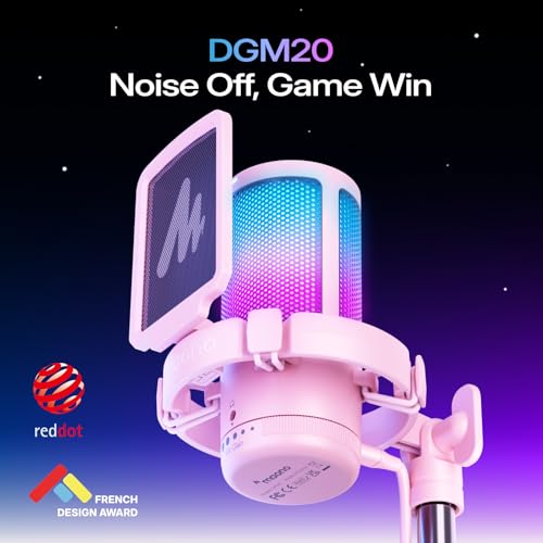 MAONO DGM20 USB Gaming Microphone for PC with Clear Voice & RGB Lighting - color: Pink