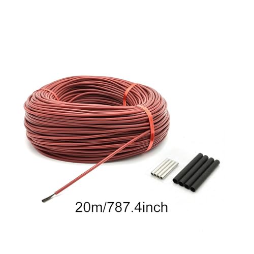 12K 33Ω Carbon Fiber Heating Wire 3mm x 20m - Far Infrared Silicone Rubber Cable for Floor Heating & Electric Blankets, 200℃ High Temperature