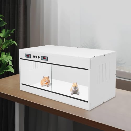 PVC Reptile Terrarium 31.5 x 15.8 x 15.8 in Large Reptile Tank with 2 Independent Intelligent Temperature Control Zones for Chameleon, Lizard, Snake (White, Clear) - color: White, Clear