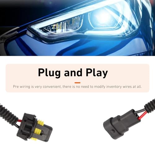 2 PCS Car Bulb Socket Conversion Wiring Harness, 9005 9006 Extension Wiring Harness Sockets Wires, Car Male-to-Female Conversion Connector, Universal for High/Low Beam, Fog Lights - color: 9005/9006