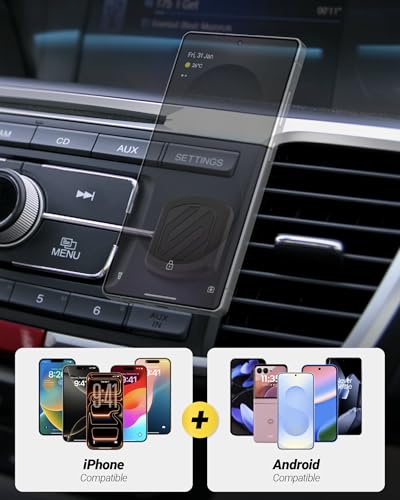 Scosche MagicMount Flush Extra Strength Magnetic Car Mount for Dashboard and Flat Surfaces, Low Profile Car Cell Phone Holder with Thick Metal Plate, Compatible with iPhone and Android, Not MagSafe - size: 1 Pack, style: Extra Strength - Adhesive Flush