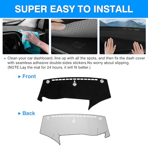 Autorder Dashboard Cover Mat for 2017-2025 2026 Chrsyler Pacifica Minivan Accessories Dash Cover Upgrade Velvet Dash Mat Sunshade Glare UV Rays Protector - size: Black 17-26 Chrsyler Pacifica Minivan