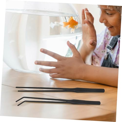 POPETPOP 4pcs Long Aquarium Tweezers Stainless Steel Curved and Straight Tongs Plant Food Tweezers Fish Tank Tools Reptile Feeding
