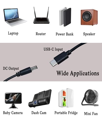 Baby Car Camera USB-C Powered Adapter, 5V to DC 12V 4FT Step Up Power Cable