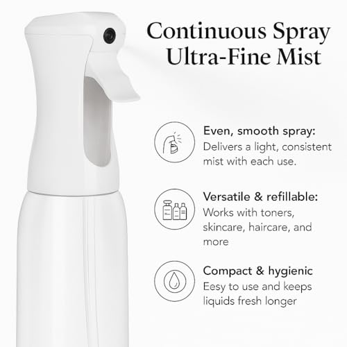 VIGOR PATH Continuous Spray Bottle for Hair – Fine Mist Mister for Hairstyling, Cleaning, Plants, Pets, Barbers, Salons, and Essential Oil Applications (500ml/17 oz) - size: 16.9 Ounces