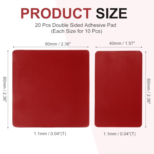 20 Pcs Double Sided Adhesive Pads, 2.36" x 2.36" / 2.36" x 1.57" Dash Cam Sticky Pads Self-Adhesive Square Mounting Foam Tape Waterproof & Heat Resistant for Car Walls, Red - size: 2.36" x 2.36" / 2.36" x 1.57"