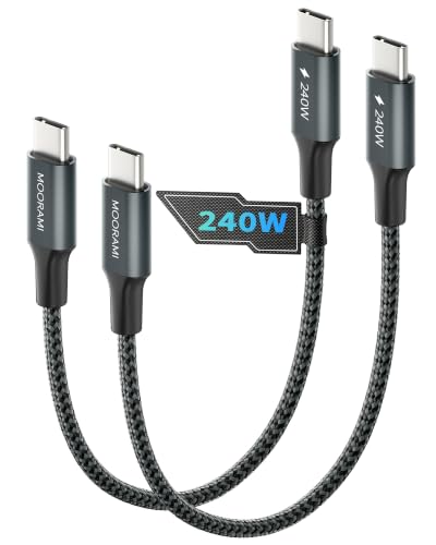 2-Pack 1ft 240W USB C to C Cable, CarPlay Auto Connection - color: Grey, size: 1 ft (12 in)