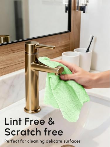 Microfiber Cleaning Cloths Roll 75 Pack 12x12 Inch Lint Free - color: Green Ripple