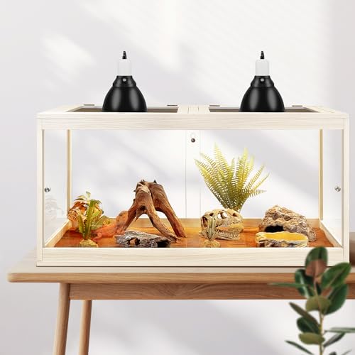 PROLEE Reptile Tank, 65 Gallon Beard Dragon Tank, Tempered Glass Reptile Encloure and Snake Tank with Locking Design for Lizard,Gecko,Chameleon (40"X19.5"X19.5",Oak) - color: Oak, size: 65 Gallon (40x19.5x19.5 Inch)