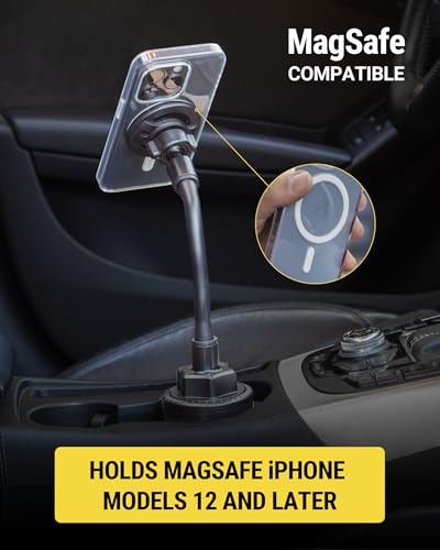 Scosche MagicMount™ SMSCUP Magnetic Cup Holder Phone Mount with Adjustable Gooseneck and Magnet Head, MagSafe Phone Holder for Car Compatible with iPhone 16 15 14 13 12 Series, Mag Safe Case & Android - size: 1 Pack, style: Cup Holder