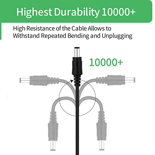 3.3FT 1M DC Power Extension Cable 5.5mm x 2.1mm,for CCTV Camera IP WiFi Camera,DVR,LED Strip,DC Power Supply Adapter Extender Wire,Black (Pack of 2) - size: 3.3FT