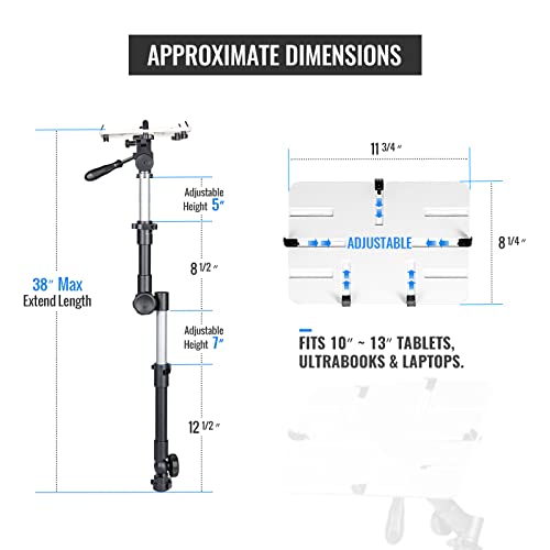 AA-Products T-100AP Aluminum Vehicle Tablets/Laptop/Ultrabooks Computer Mount Stand for Trucks-Vans-Cars-SUVs