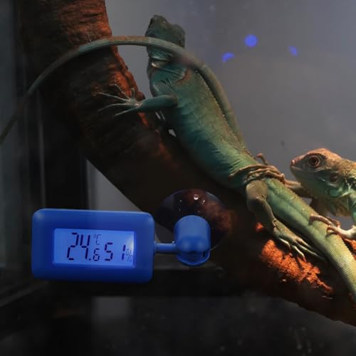 MERRYHAPY Digital Reptile Thermometer with Rotatable Display and Suction Cup Accurate Temperature and Humidity Gauge for Leopard Gecko Tank Aquarium and Terrariums Easy Installation Night