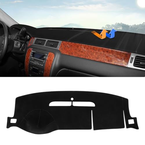 Autorder Dashboard Cover Mat for 2007-2014 Chevrolet Tahoe Suburban/GMC Yukon XL&2007-2013 Chevy Avalanche Silverado 1500 2500 3500 LTZ/GMC Sierra SLT Denali Accessories Upgrade Velvet Dash Cover - size: Black 07-13 Silverado 1 Glove Box(B)