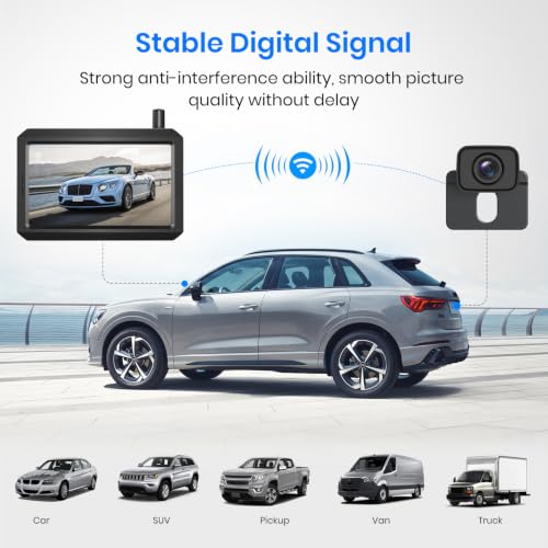 AUTO-VOX CS-2 Wireless Backup Camera with 4.3" Car Monitor, Easy Install Stable Digital Signal Back Up Camera System, Super Night Vision Reverse Cam for Truck, SUV, Van, Trailer - size: 4.3 inch-Single Camera