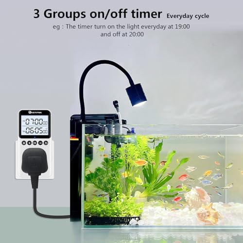 KETOTEK KTTS02 Digital Timer Outlet Plug in Timer Switch Socket Indoor Infinite Repeat Cycle Electrical Timer Switch, Countdown Timers for Lights,Aquarium,Pets Home Appliances