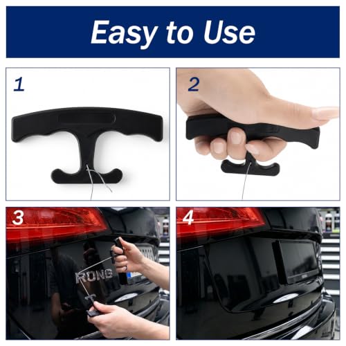 Car Emblem Removal Tool,Car Badge Removal Tool Kit with 5M Nylon Line - color: Black