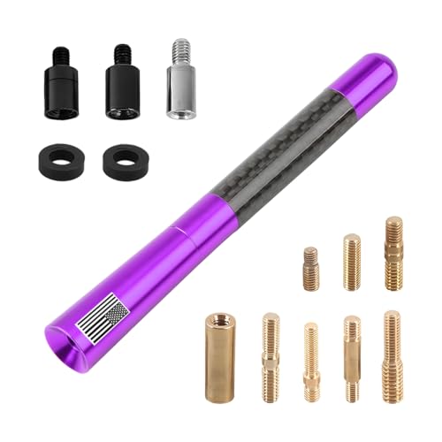 4.72 Inch Carbon Fiber American Flag Car Antenna, Purple - color: Purple