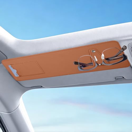 Car Sun Visor Extender with Sunglass Clip&Ticket Card Holder, Orange - color: Orange