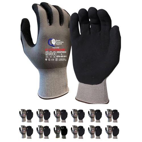 Quest Protective Apparel Cut Resistant Work Gloves (ANSI A1) – Lightweight Gloves for Gardening,DIY, Mechanical & General Handling – Breathable Grip Gloves for Men & Women – Large, Pack of 12 - size: Large, style: Pack of 12