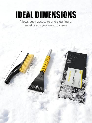 MIKKUPPA 27" Snow Brush and Ice Scrapers for Car Windshield, Yellow - color: Yellow