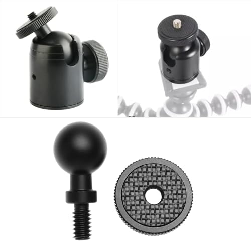 17mm Ball Head Converter 1/4 Screw Head/Thread for Car Monitor Pad GPS Cellphone Ball Mount Base Camera Bracket 360° Panoramic Photography Ballhead