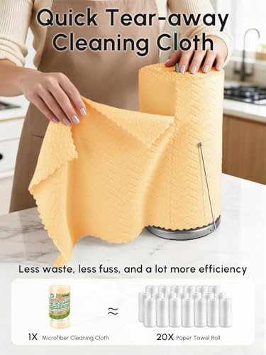 Microfiber Cleaning Cloths Roll 75 Pack 12x12 Inch Lint Free - color: Orange Ripple