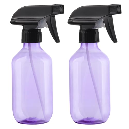 Spray Bottles 2 Pack 10 oz Plastic Squirt Bottles with Adjustable Nozzle | Refillable Empty Spray Bottle BPA-Free Mist/Stream Water Spray Bottles for Hair Styling, Cleaning, Plants, Pet Use - color: Purple