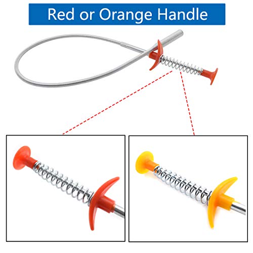 SDTC Tech 2-Pack Spring Pipeline Dredge Hook Cleaner Gripper Grabber Pickup Tool Flexible Drain Clog Remover Retractable Claw Retriever for Kitchen Bathroom Toilet Tub (24inch + 64inch) - color: 1pcs 24inch+ 1pcs 64inch