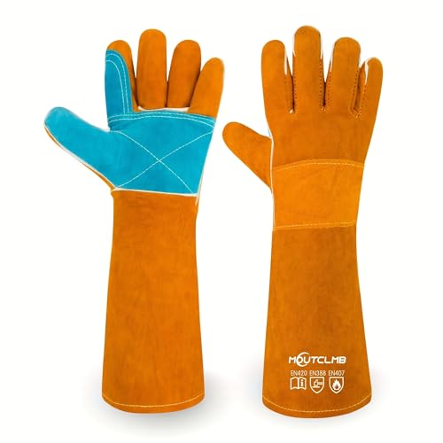 17.7In Cat Gloves, Animal Handling Gloves Bite Proof with Double Leather Pet Grooming for Cats & Dogs - size: Small