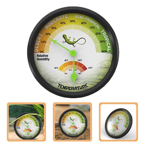 Reptile Terrarium Thermometer and Hygrometer Analog Mini Mechanical Temperature and Humidity Gauge Battery-Free for Pet Enclosures and Reptile Tanks