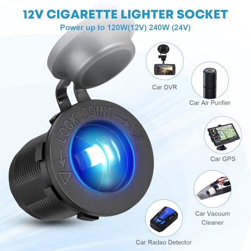 Kohree 3 in 1 12V USB Outlet with USB QC3.0 & PD Type C Fast Charging Ports