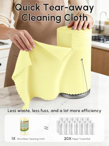Microfiber Cleaning Cloths Roll 75 Pack 12x12 Inch Lint Free - color: Yellow Ripple