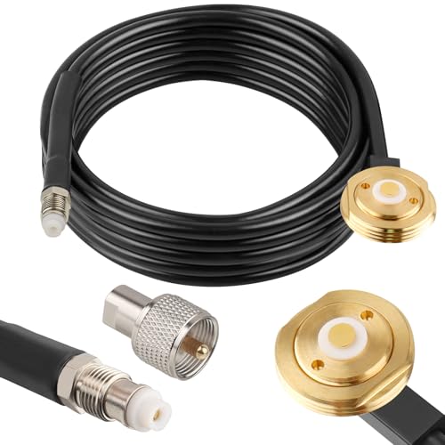 MOOKEERF NMO Antenna Cable,18FT Low Loss RG58 Coaxial CB Antenna Cable Extension with NMO and Removable UHF PL259 Male Connector for VHF/UHF/CB Radio - size: 18FT