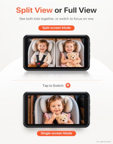 LUCKVIEW BM2PRO Dual Car Camera Baby Monitor for 2 Kids - color: Orange