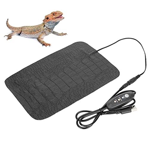 Tiiyee Reptile Heat Pad, Under Tank Terrarium Heating Mat Hermit Crab Heater Non Adhesive with Temperature Adjustment for Small Animals Turtle Tortoise Snakes Lizard Frog Gecko Amphibians Plant Warmer