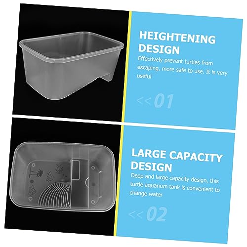 Turtle Tank Reptile Box with Basking Platform Durable Plastic Turtle Case for Breeding and Feeding for Tortoises and Frogs Container